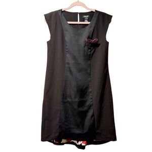 Fashion star by Macys black polka dot colorful-lined 
Shift woman's dress